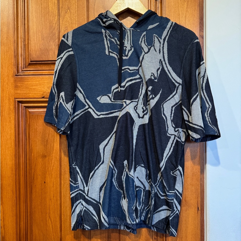 Hermes Blue and Gray Sweatshirt with Artistic Design